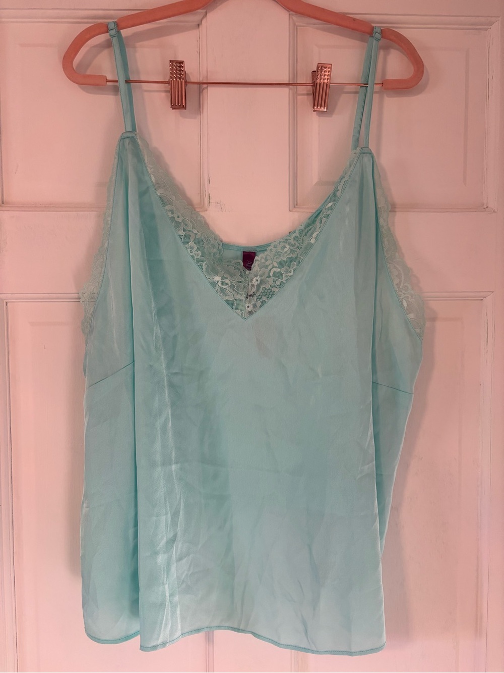 Adore Me Aqua Lace-Trim Satin Cami Size 3X